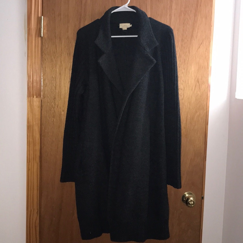 PureDKNY long wool grey cardigan coat